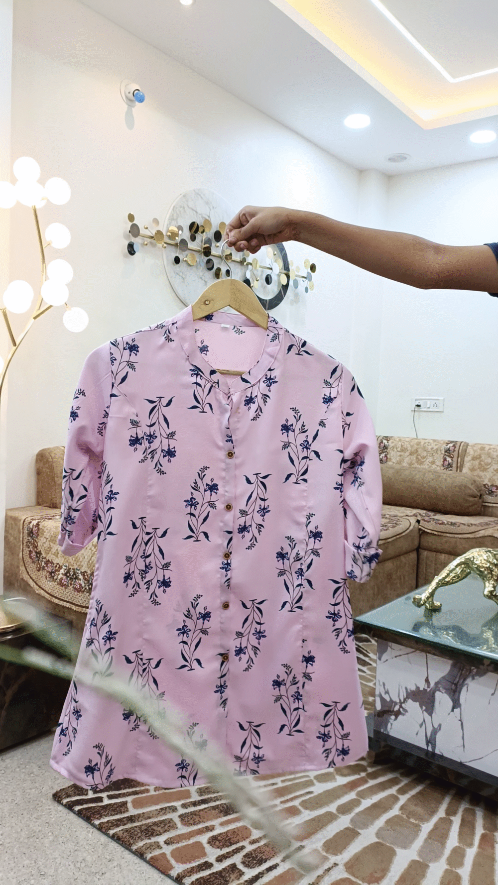 Pink Floral Printed Tunic in Rayon