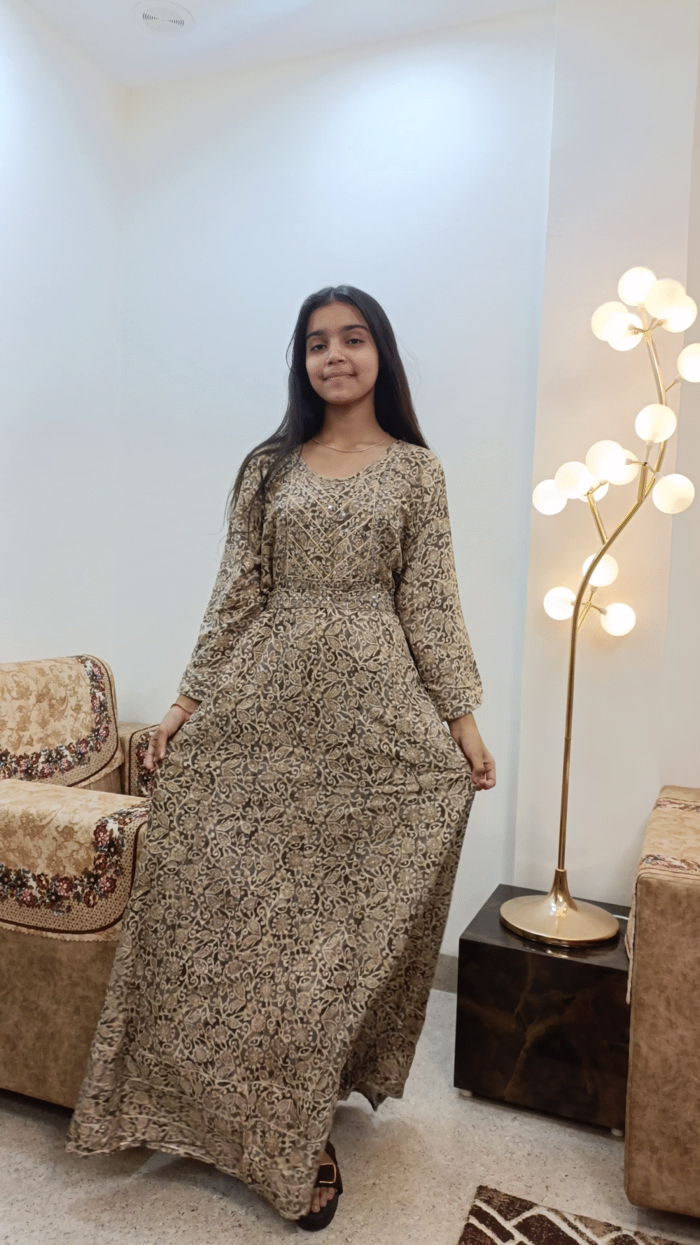 Long Frock With Mirror Work Heavy Rayon
