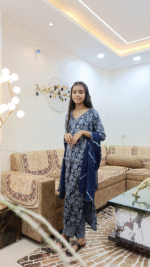 Womens Capsule Printed Mirror Work Kurta Trouser Set with Dupatta
