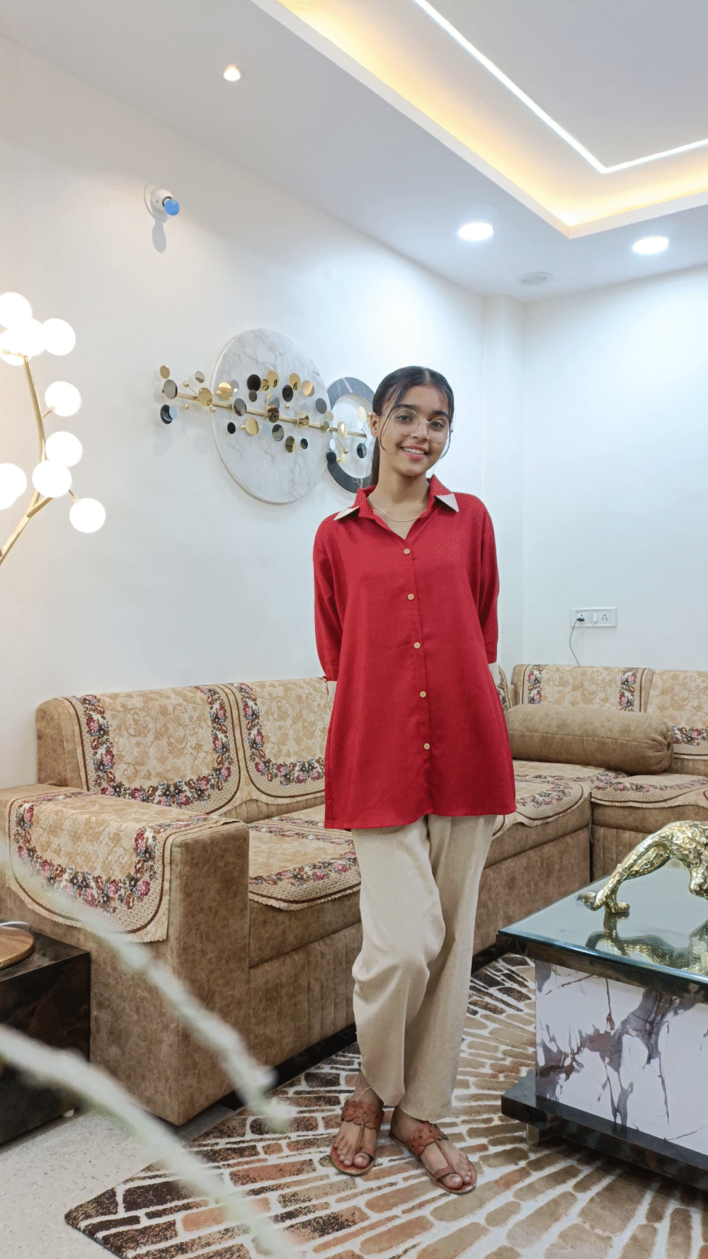 Solid Short Linen Straight Kurti | Tunic Tops for Women | With Pant