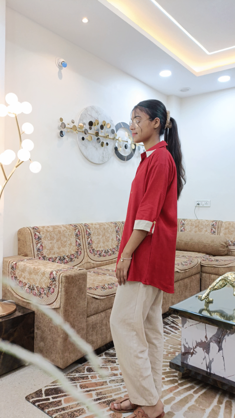 Solid Short Linen Straight Kurti | Tunic Tops for Women | With Pant