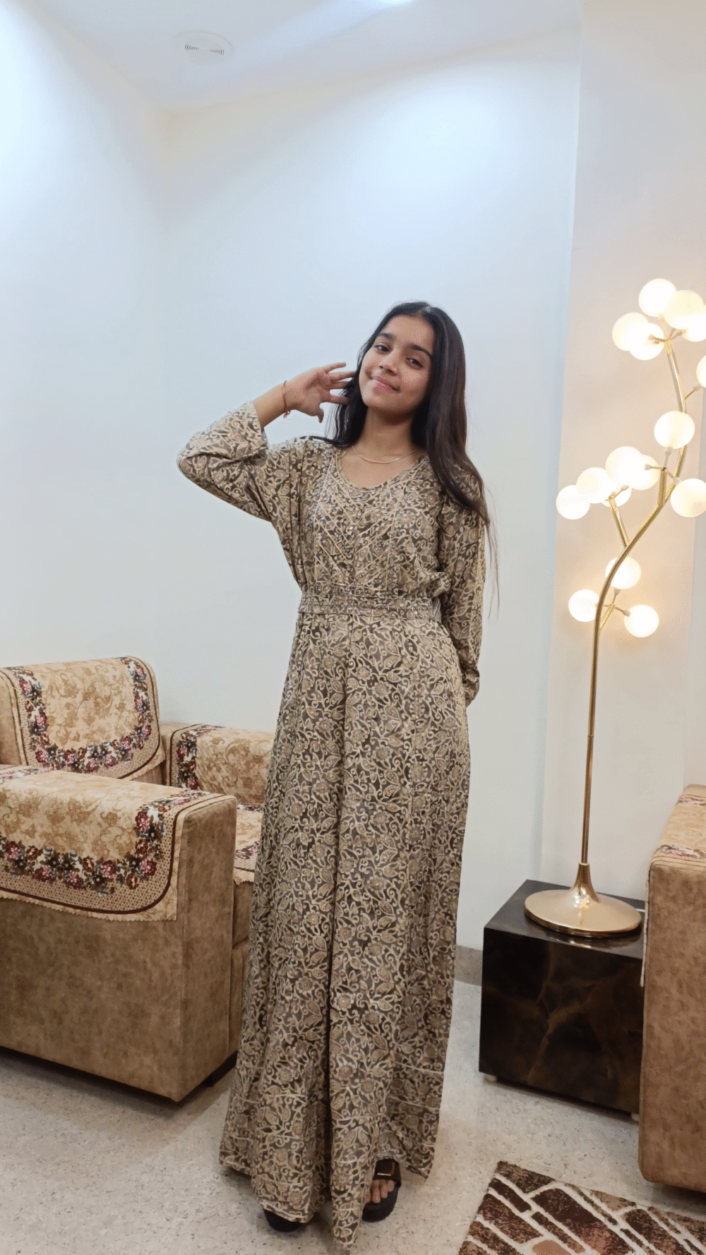 Long Frock With Mirror Work Heavy Rayon