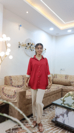 Solid Short Linen Straight Kurti | Tunic Tops for Women | With Pant