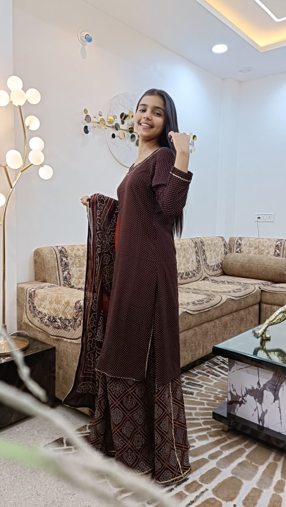 Cotton Stylish Rayon Kurta, Sharara and Dupatta Set