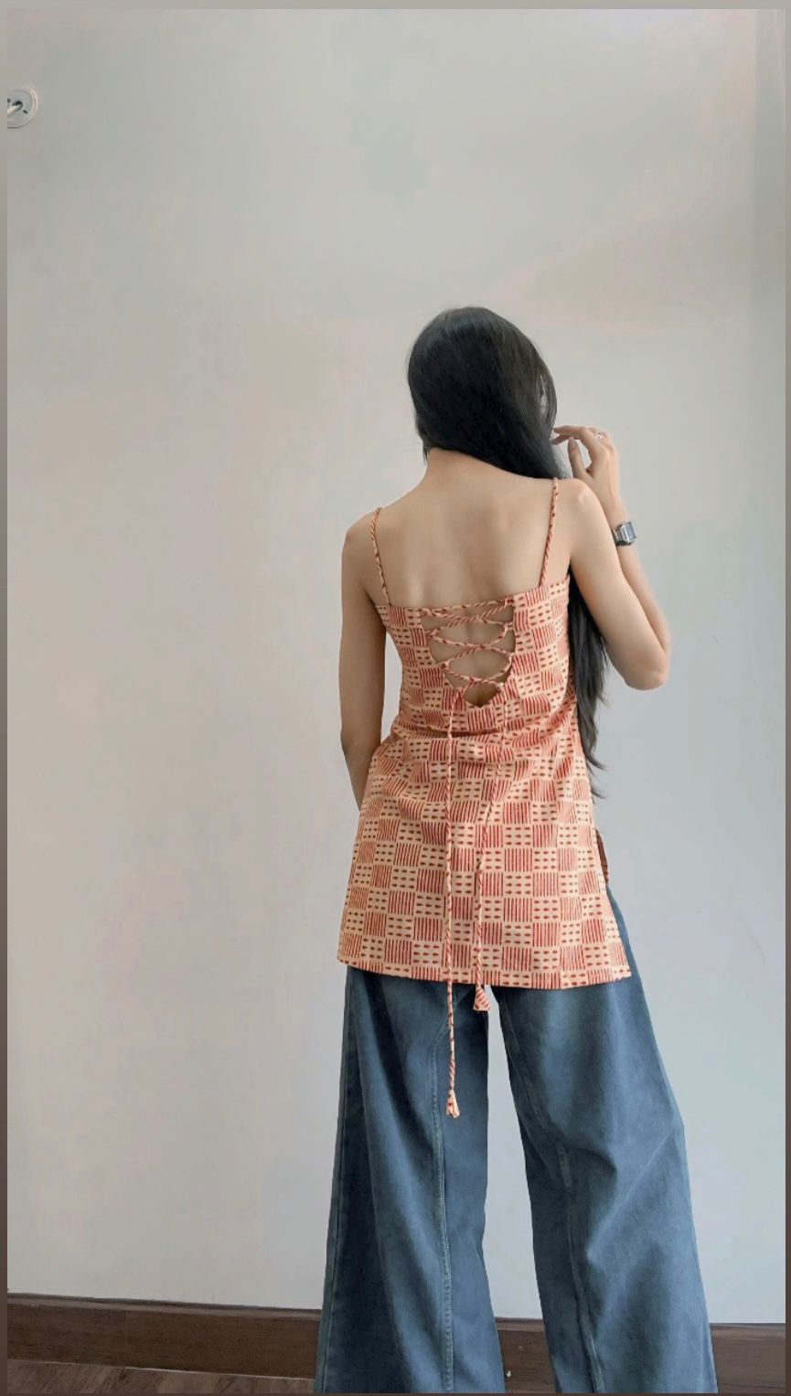 Geometric Printed Pure Cotton Sleeveless Top
