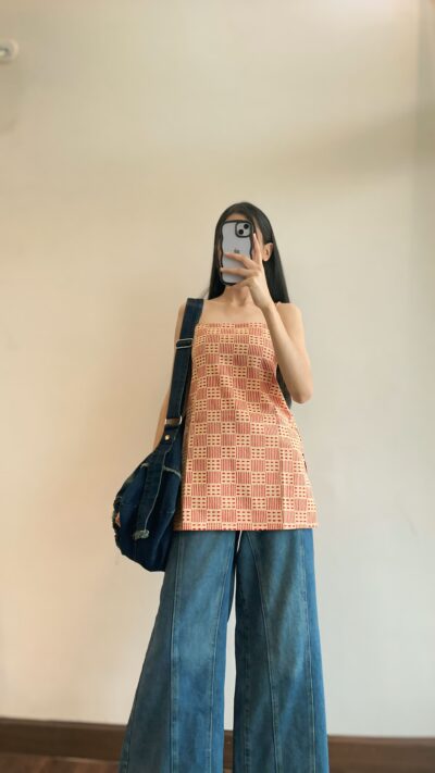 Geometric Printed Pure Cotton Sleeveless Top